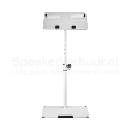 Witte katheder en lessenaar voor presentaties, congressen, ceremonies en evenementen.