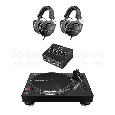 Vinyl Platenspeler Luisterset 2 Personen Huren | Complete Vinyl Luisterset | SpeakerVerhuur.nl Vinyl platenspeler luisterset voor 2 personen huren inclusief draaitafel, koptelefoons en hoogwaardige audioapparatuur