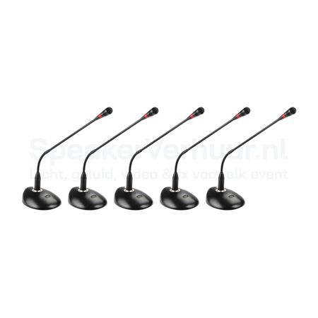 Zwanenhals Vergadermicrofoon 5 Stuks Huren | Professionele Conferentiemicrofoons | SpeakerVerhuur.nl Zwanenhals vergadermicrofoon set van 5 stuks huren voor vergaderingen, conferenties, presentaties en zakelijke evenementen
